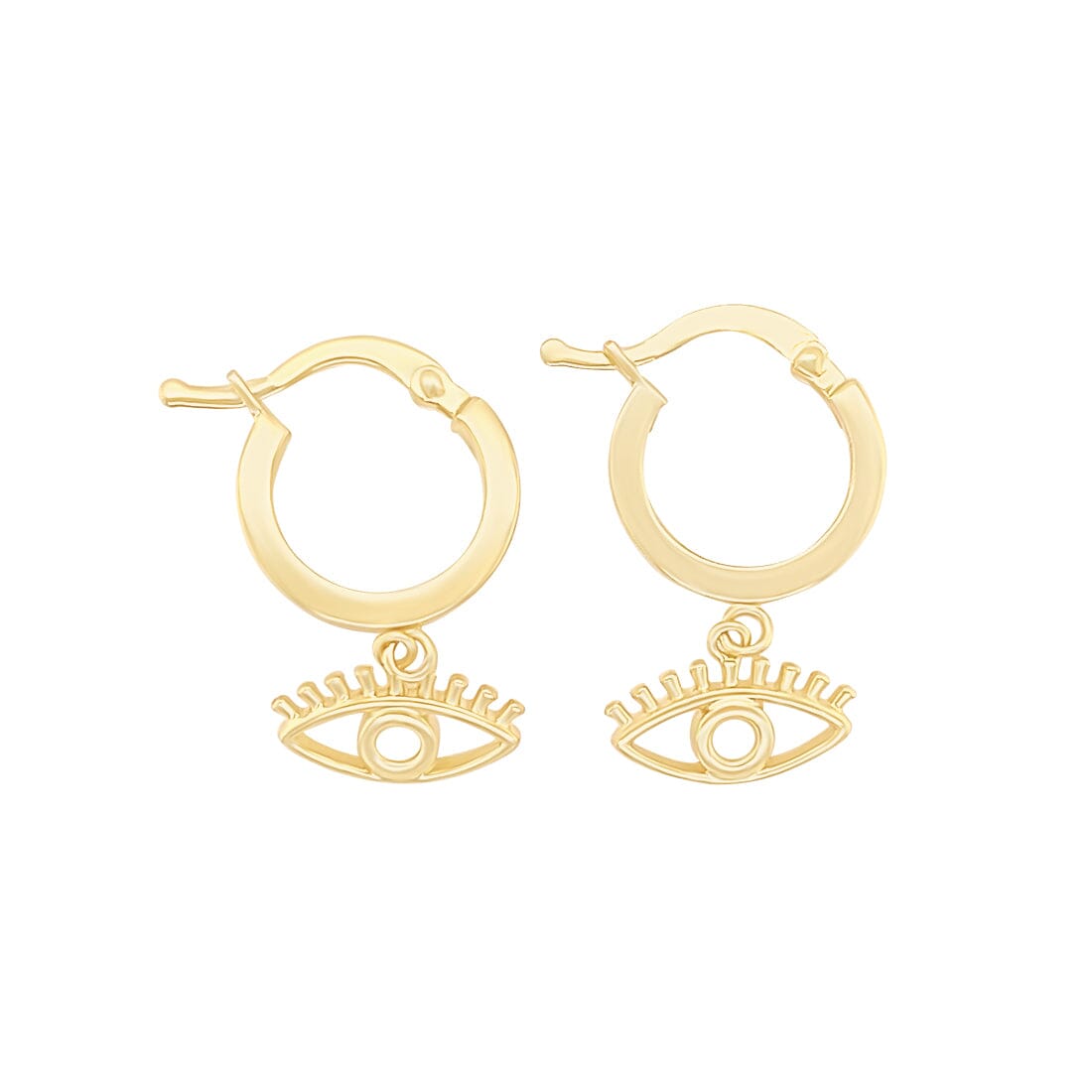 Evil Eye Hoop Earrings in 9ct Yellow Gold Silver Infused Earrings Bevilles 