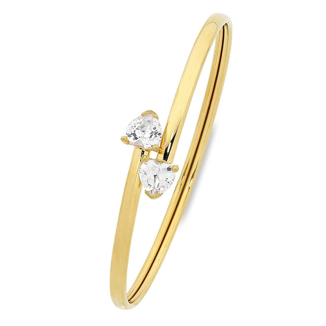 9ct Yellow Gold Silver Infused Cubic Zirconia Bangle Bracelets Bevilles 