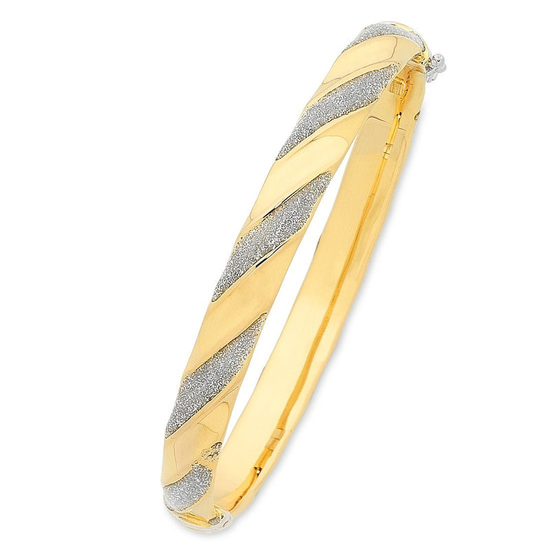 9ct Yellow Gold Silver Infused Stardust Bangle Bracelets Bevilles 