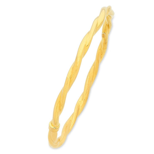 9ct Yellow Gold Silver Infused Twist Bangle Bracelets Bevilles 
