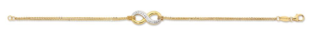 9ct Yellow & White Gold Silver Infused Infinity Bracelet Bracelets Bevilles 