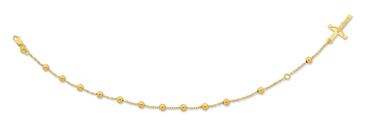9ct Yellow Gold Silver Infused Rosary Bracelet Bracelets Bevilles 