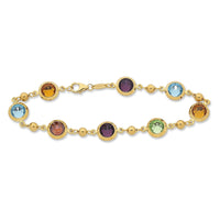 9ct Yellow Gold Silver Infused Multi Coloured Stones Bracelet Bracelets Bevilles 