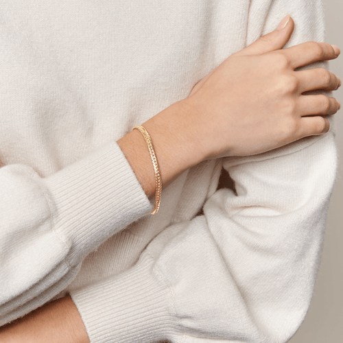 9ct Yellow Gold Silver Infused Herringbone Bracelet Bracelets Bevilles 