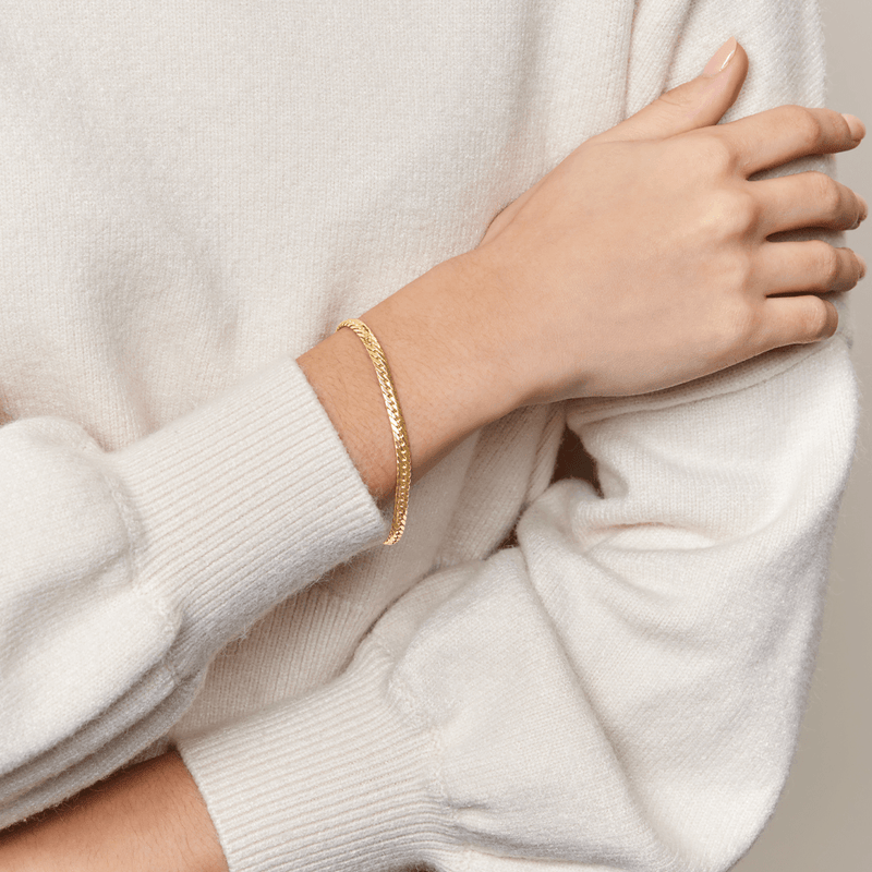 9ct Yellow Gold Silver Infused Herringbone Bracelet Bracelets Bevilles 