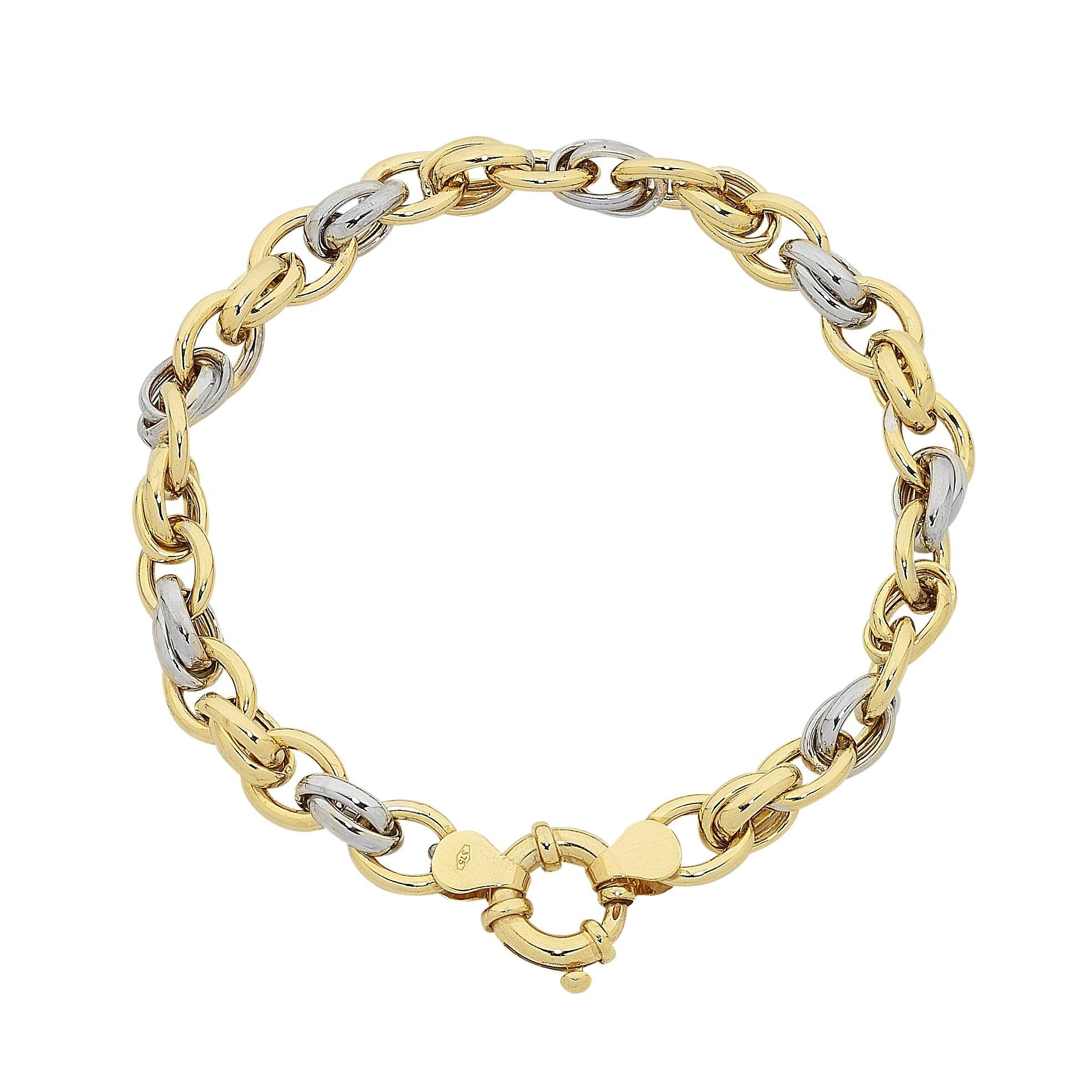 9ct Two Tone Silver Infused Double Link 20cm Bracelet Bracelets Bevilles 
