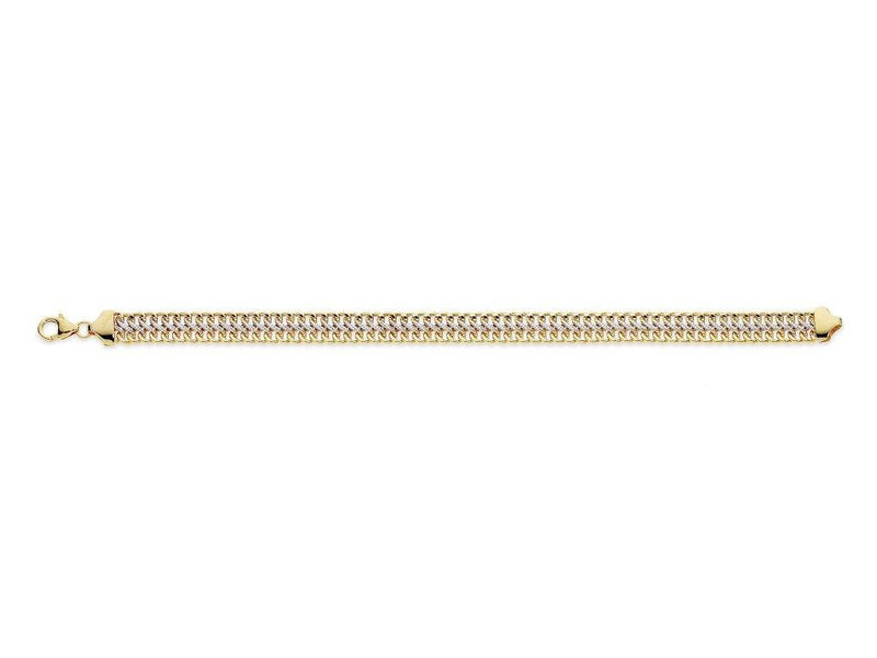9ct Yellow Gold Silver Infused Two Tone Link Bracelet 19cm Bracelets Bevilles 