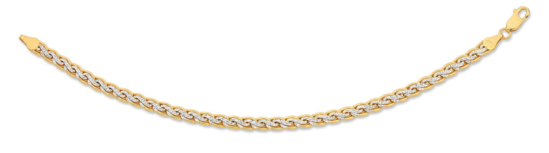9ct Two Tone Silver Infused Diamond Cut Bracelet Bracelets Bevilles 