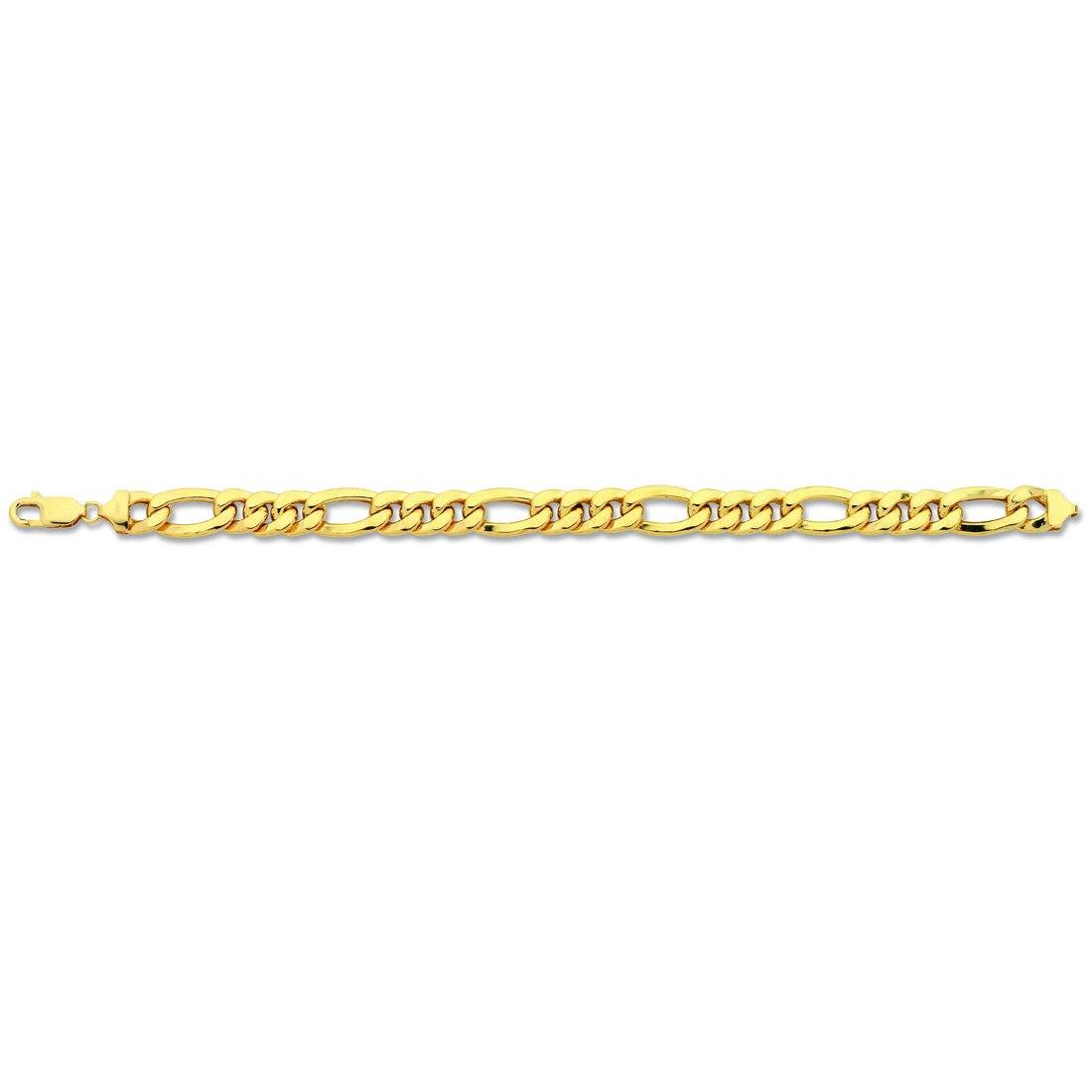 9ct Yellow Gold Silver Infused Figaro Bracelet 21cm Bracelets Bevilles 