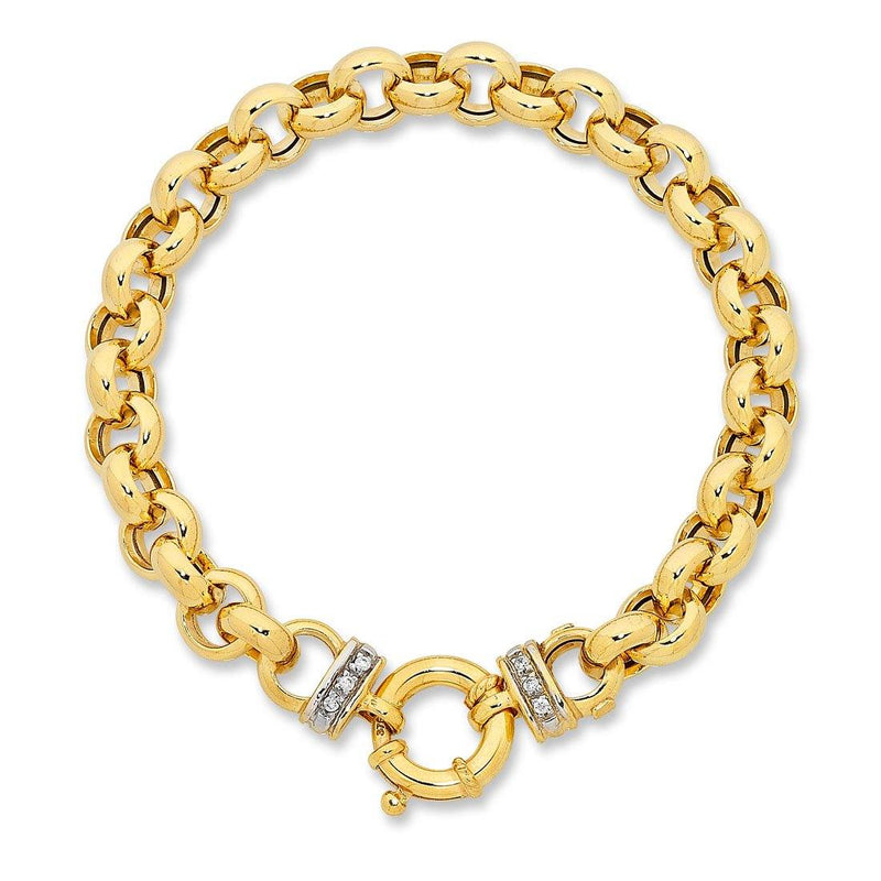 9kt Yellow Gold Silver Infused Belcher Bracelet