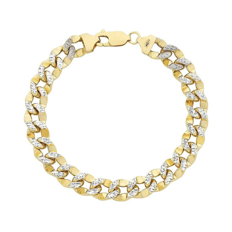 9ct Yellow Gold Two Tone Curb Bracelet Bracelets Bevilles 