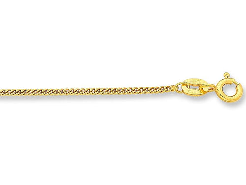 9ct Yellow Gold Silver Infused Curb Necklace 45cm Necklaces Bevilles 