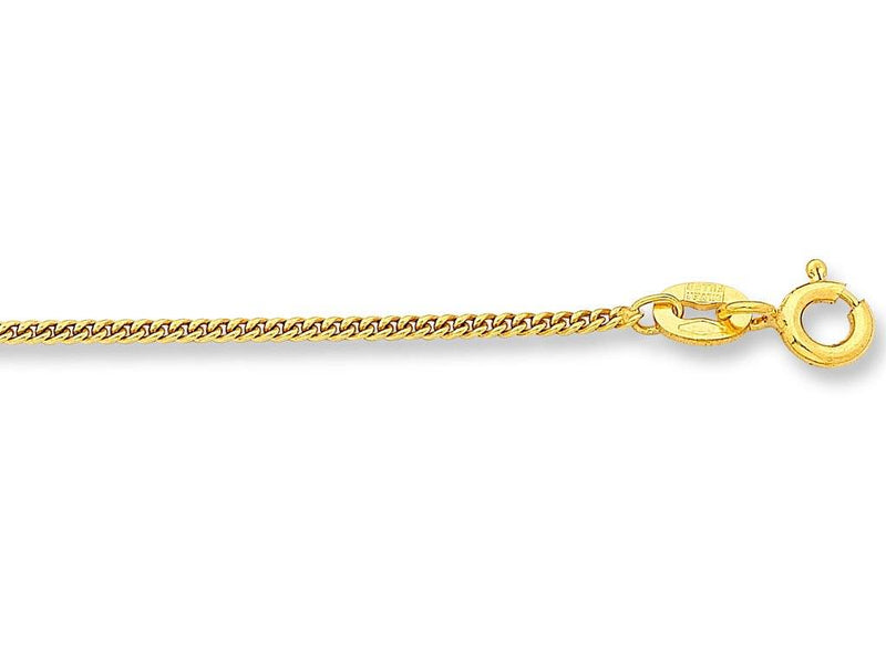 9ct Yellow Gold Silver Infused Curb Necklace 45cm Necklaces Bevilles 