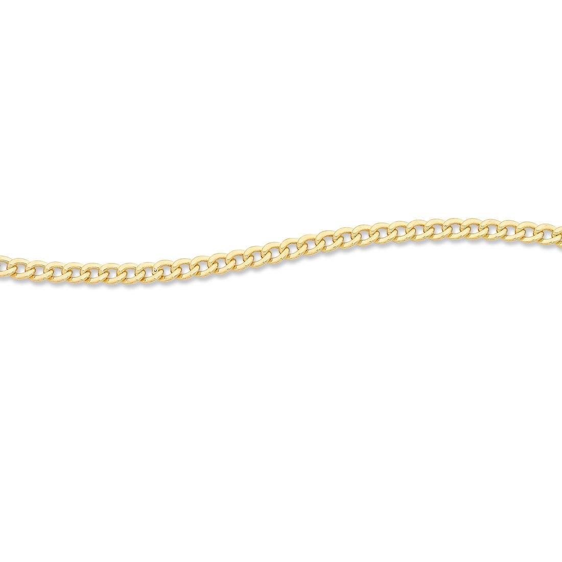 9ct Yellow Gold Silver Infused Curb Necklace 55cm Necklaces Bevilles 