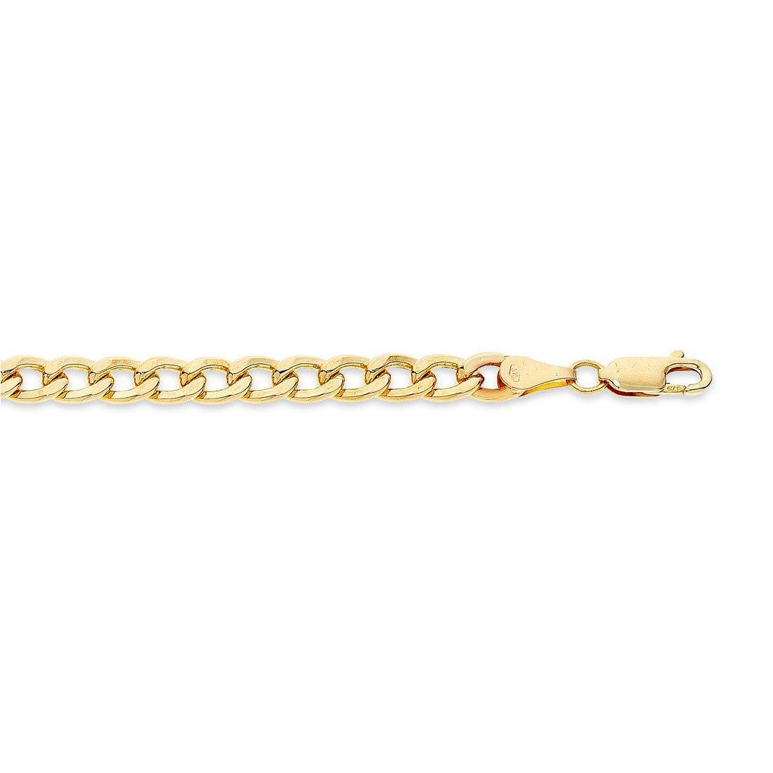 9ct Yellow Gold Silver Infused Curb Necklace 60cm Necklaces Bevilles 
