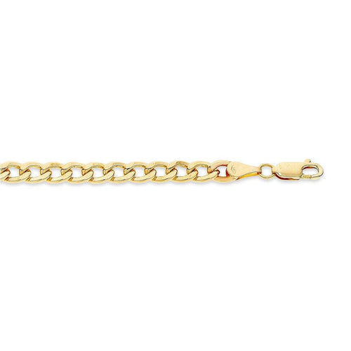 9ct Yellow Gold Silver Infused Curb Necklace 60cm Necklaces Bevilles 