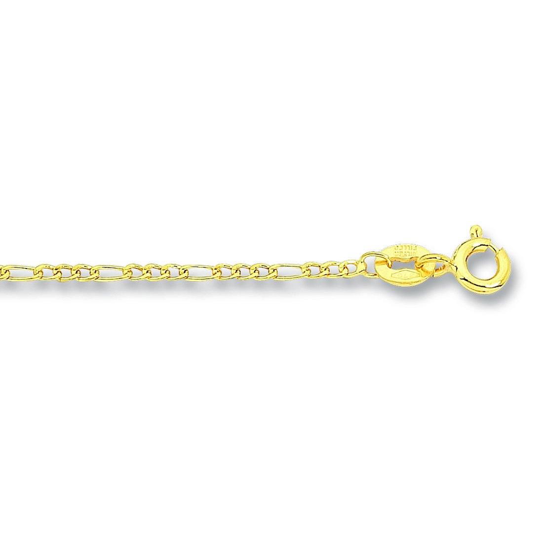 9ct Yellow Gold Silver Infused Figaro Necklace 45cm Necklaces Bevilles 