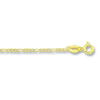 9ct Yellow Gold Silver Infused Figaro Necklace 45cm Necklaces Bevilles 