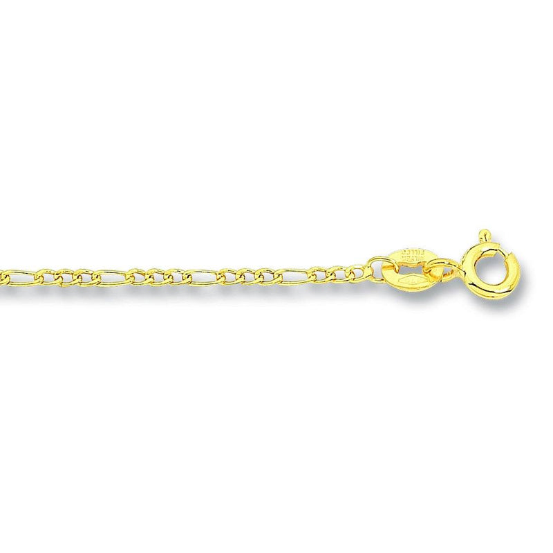 9ct Yellow Gold Silver Infused Figaro Necklace 45cm Necklaces Bevilles 