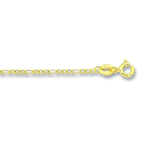 9ct Yellow Gold Silver Infused Figaro Necklace 55cm Necklaces Bevilles 