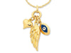 9ct Yellow Gold Silver Infused Heart Wing Evil Eye Necklace Necklaces Bevilles 