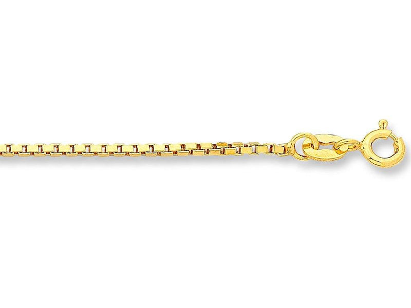 9ct Yellow Gold Silver Infused Box Chain Necklace 50cm Necklaces Bevilles 