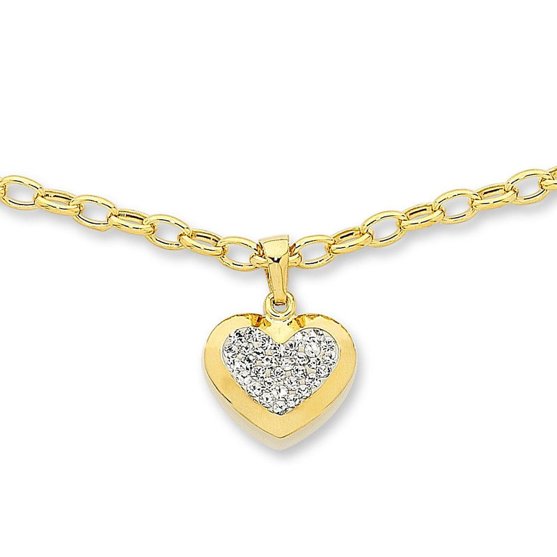 9ct Yellow Gold Silver Infused Heart Necklace Necklaces Bevilles 