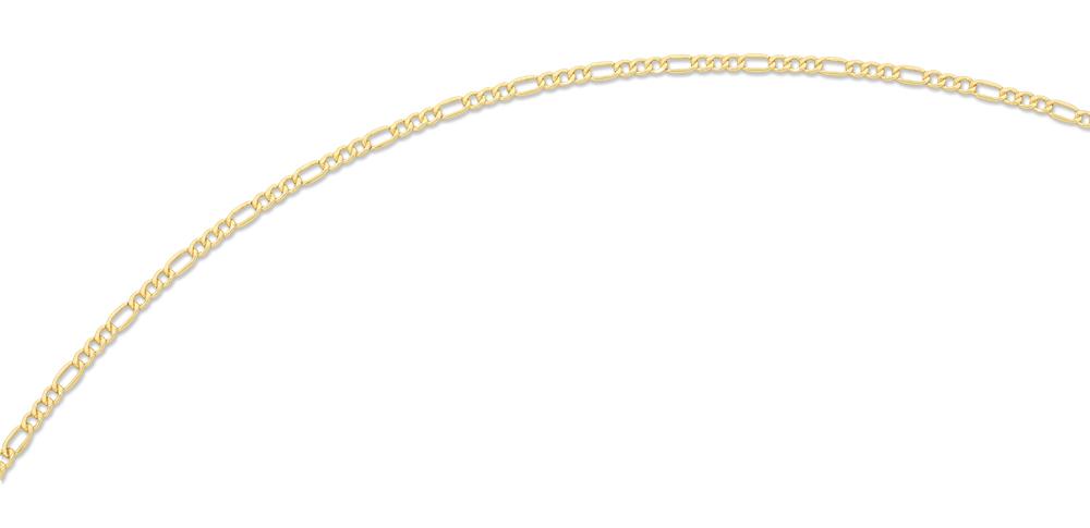 50cm 9ct Yellow Gold Hollow Figaro Chain Necklace