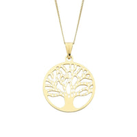 9ct Yellow Gold Silver Infused 45cm Tree Of Life Pendant Necklaces Bevilles 