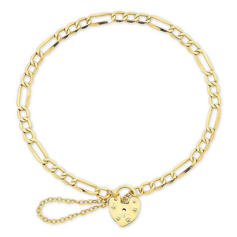 9ct Yellow Gold Silver Infused Padlock Bracelet Bracelets Bevilles 
