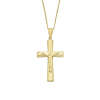 9ct Yellow Gold Silver Infused Crucifix Cross Pendant Necklaces Bevilles 