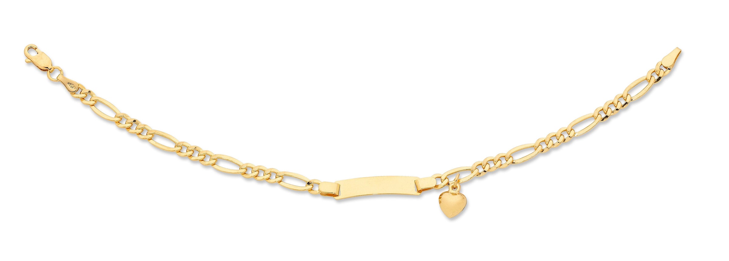 9ct Yellow Gold Silver Infused ID Heart Charm Bracelet Bracelets Bevilles 