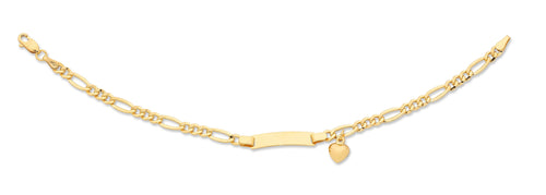 9ct Yellow Gold Silver Infused ID Heart Charm Bracelet Bracelets Bevilles 