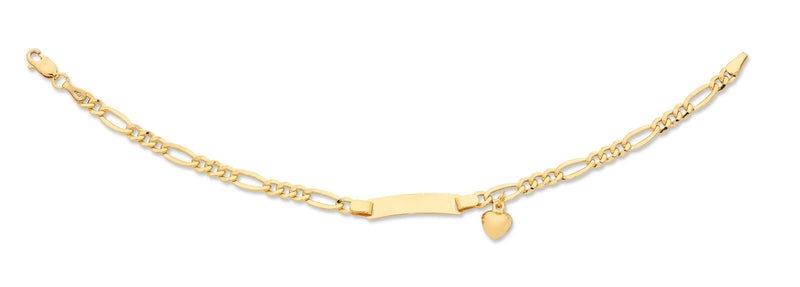 9ct Yellow Gold Silver Infused ID Heart Charm Bracelet Bracelets Bevilles 