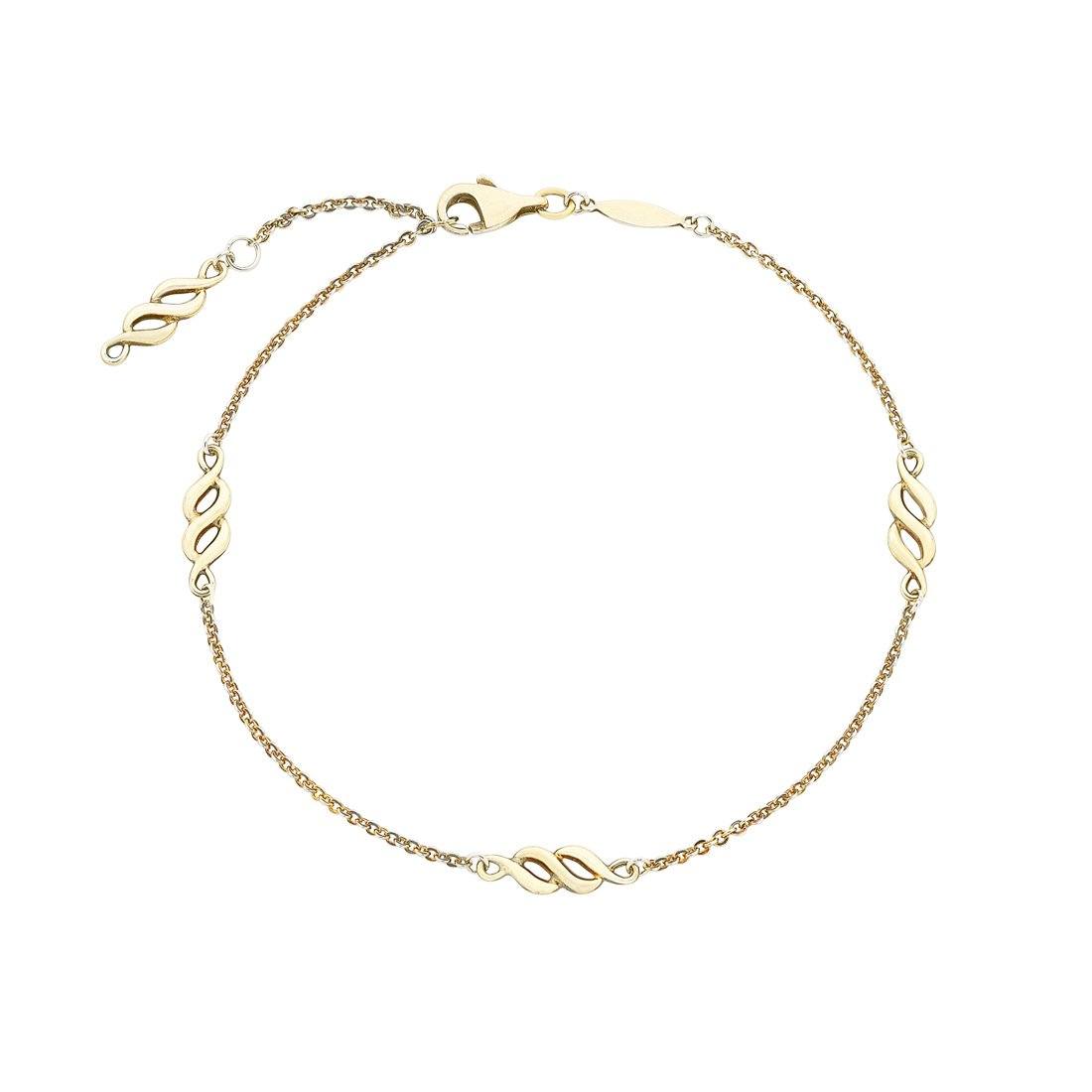 9ct Yellow Gold Silver Infused Cable Link 25cm Anklet Anklet Bevilles 