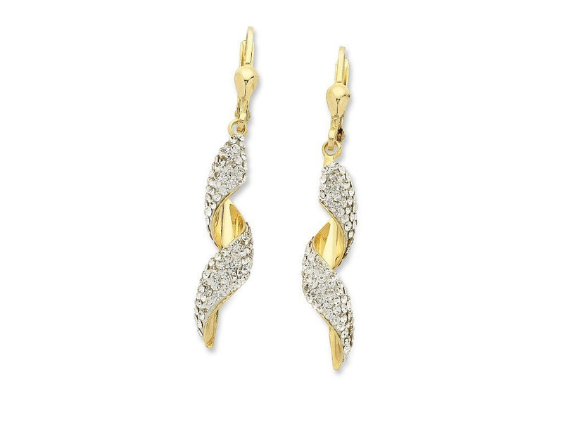 9ct Yellow Gold Silver Infused Swirl Earrings Earrings Bevilles 