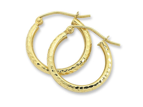 9ct Yellow Gold Silver Infused Hoop Earrings Earrings Bevilles 