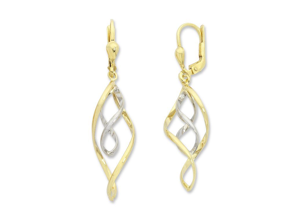 9ct Two Tone Silver Infused Double Infinity Drop Earrings Earrings Bevilles 