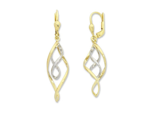 9ct Two Tone Silver Infused Double Infinity Drop Earrings Earrings Bevilles 