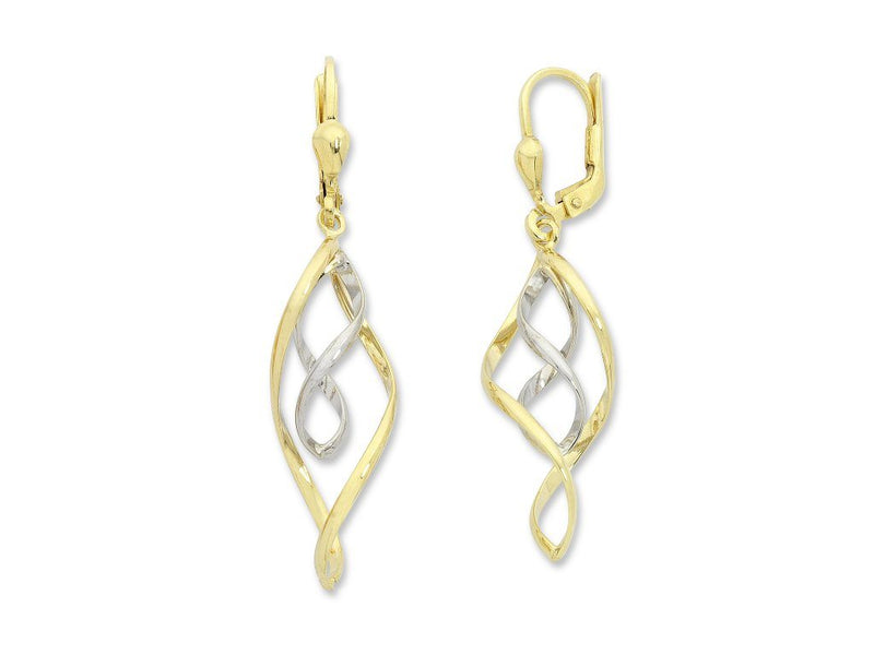 9ct Two Tone Silver Infused Double Infinity Drop Earrings Earrings Bevilles 