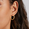 9ct Yellow Gold Silver Infused Patterned Hoop Earrings 20mm Earrings Bevilles 