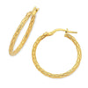9ct Yellow Gold Silver Infused Patterned Hoop Earrings 20mm Earrings Bevilles 
