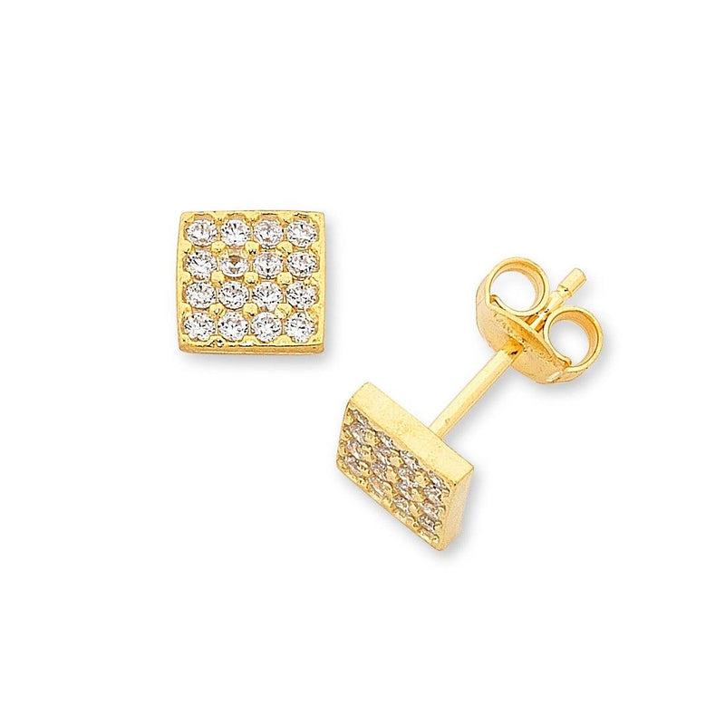 9ct Yellow Gold Silver Infused 7mm Cubic Zirconia Stud Earrings Earrings Bevilles 