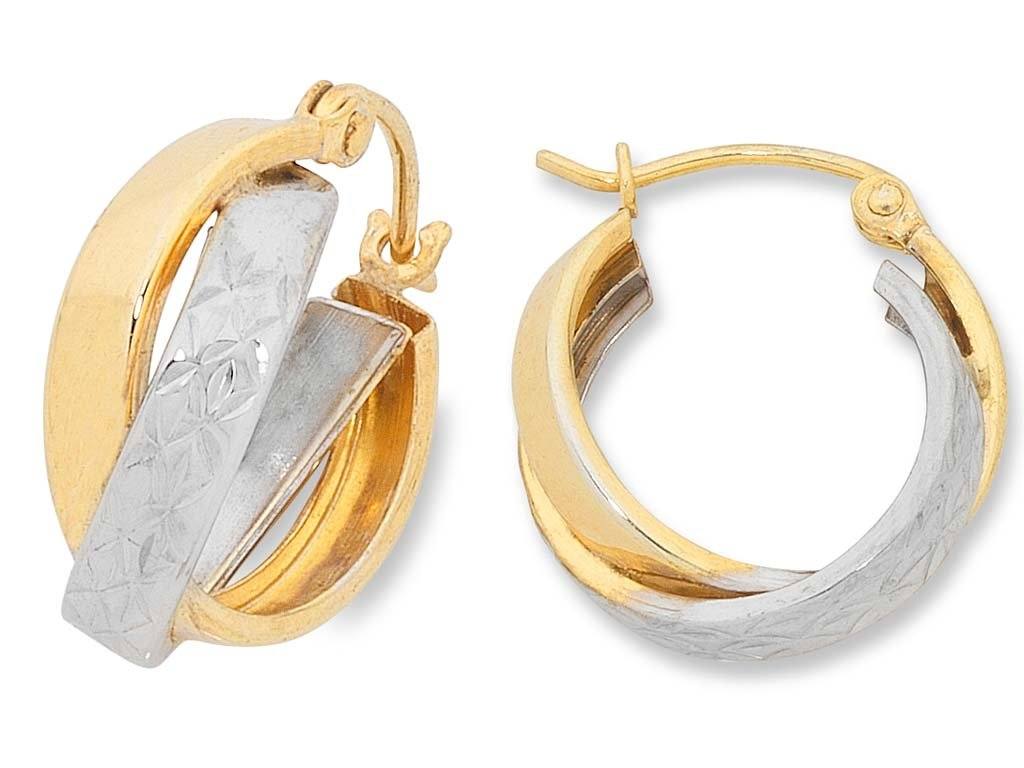 9ct Two Tone Silver Infused Hoop Earrings Earrings Bevilles 
