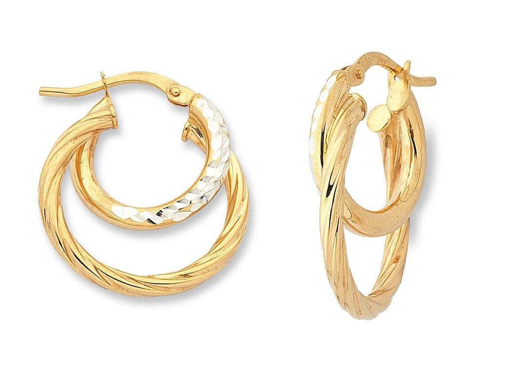 9ct Two Tone Silver Infused Hoop Earrings Earrings Bevilles 