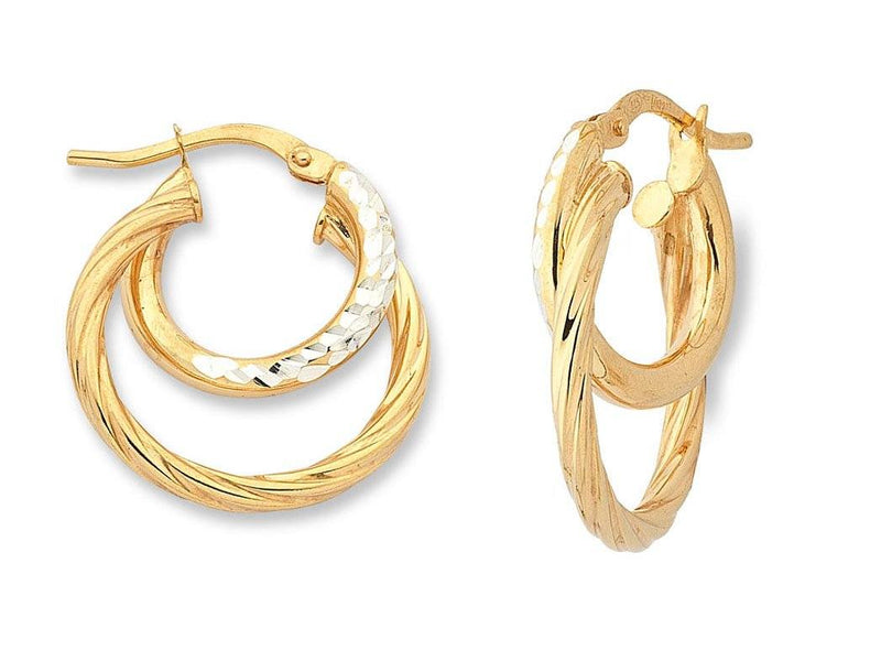 9ct Two Tone Silver Infused Hoop Earrings Earrings Bevilles 