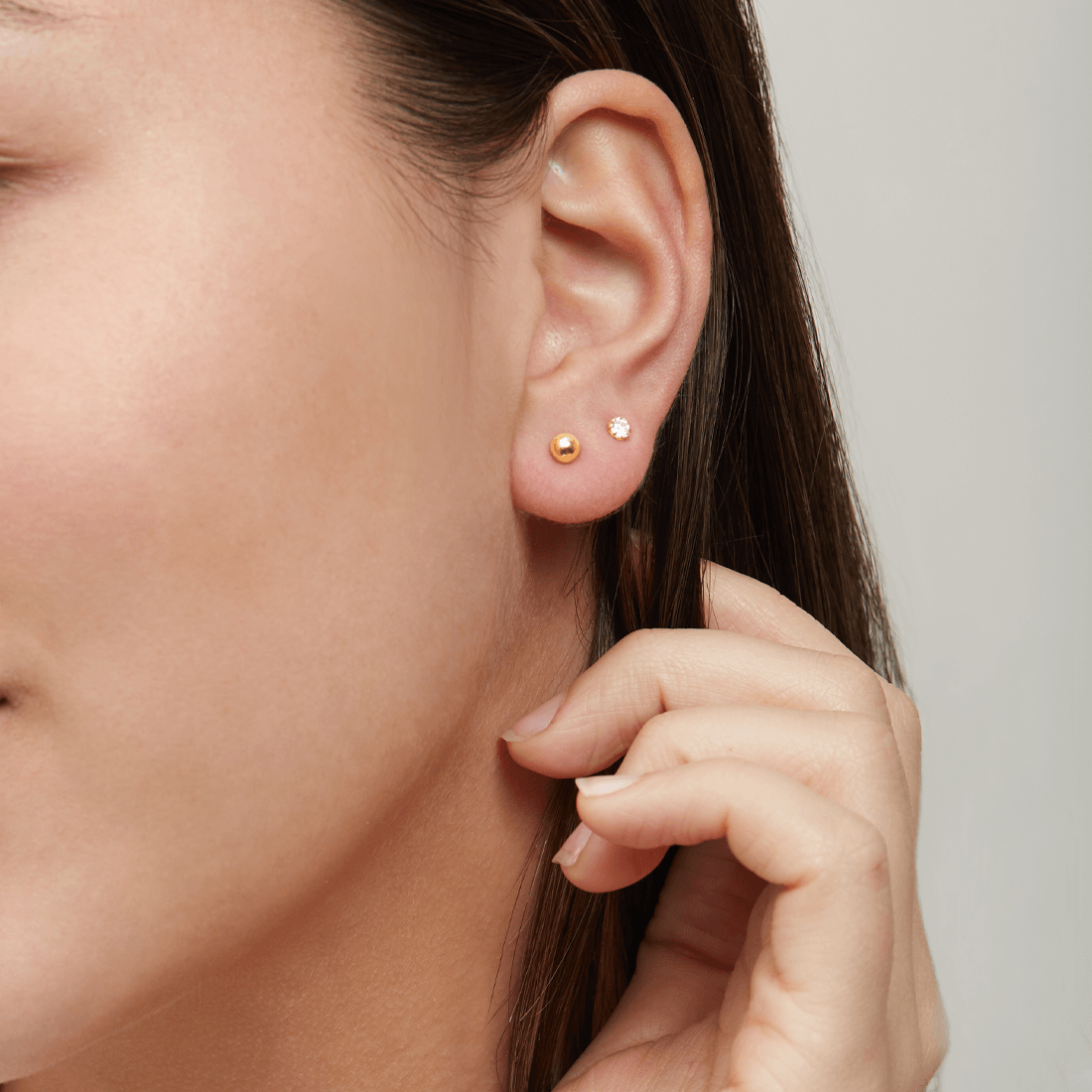 9ct Yellow Gold Silver Infused Stud Earring Set Bevilles Jewellers