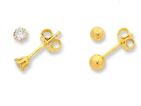 9ct Yellow Gold Silver Infused Stud Set Earrings Bevilles 