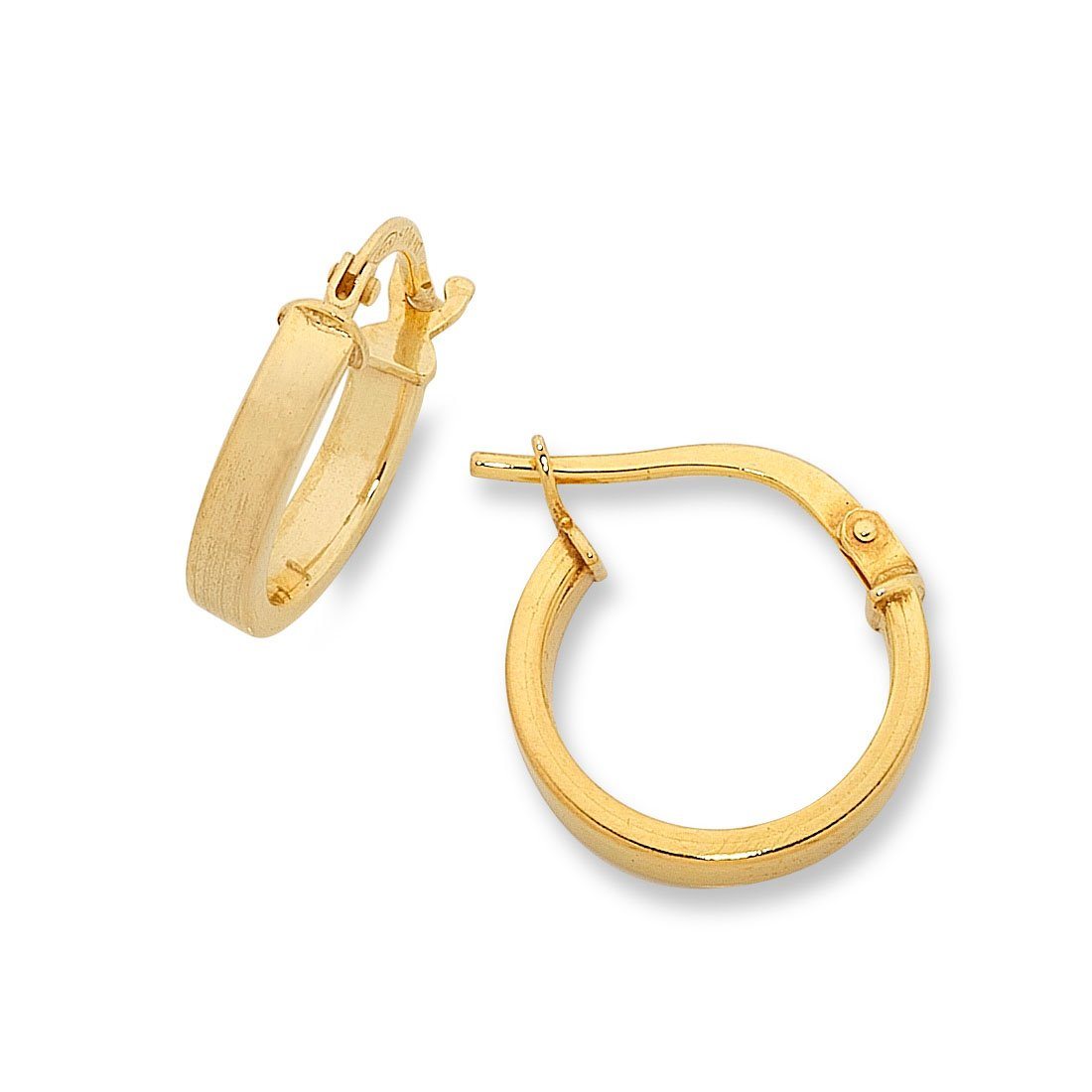 9ct Yellow Gold Silver Infused Square Hoop Earrings Earrings Bevilles 