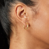 9ct Yellow Gold Silver Infused Plain Square Hoop Earrings- 2mm x 15mm Earrings Bevilles 